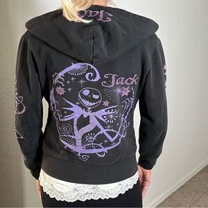 Y2K Disney Jack Night Before Christmas Fitted Full Zip Jacket hoodie Halloween S